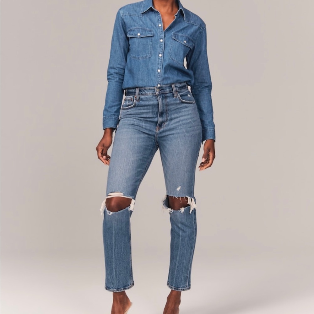 Abercrombie ankle straight ultra high rise jeans 25